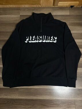 Pleasures Men's Black 1/4 Zip Mock Neck Graphic Print Sweatshirt Size XL